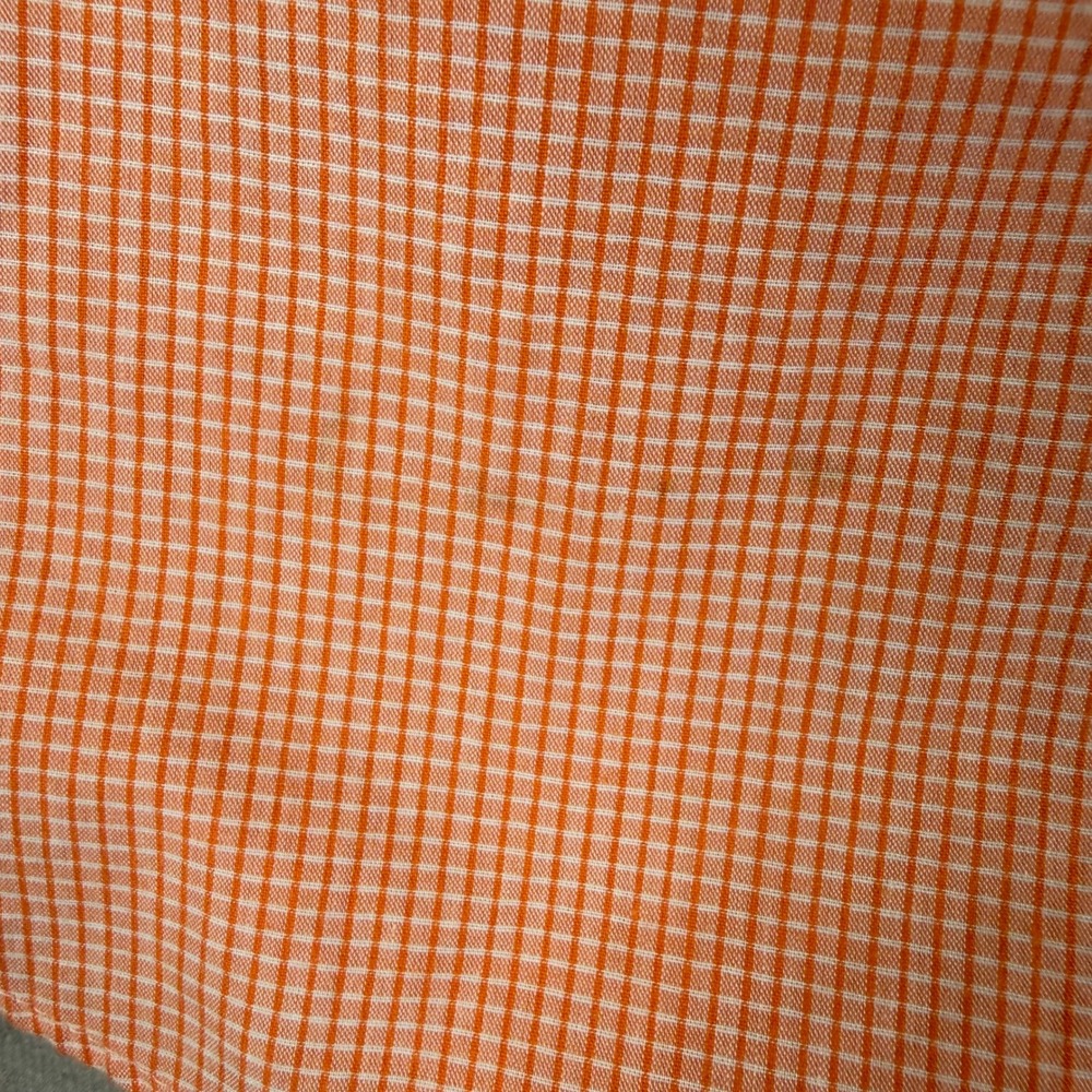Chaps Button Down Shirt Mens XL Orange Gingham Short Sleeve Easy Care Logo - Picture 11 of 11